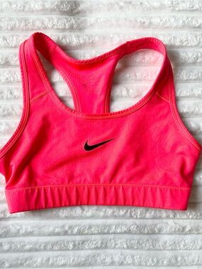 Nike Bright Orange Pink Racerback Dri-FIT Sports Bra with Black Logo